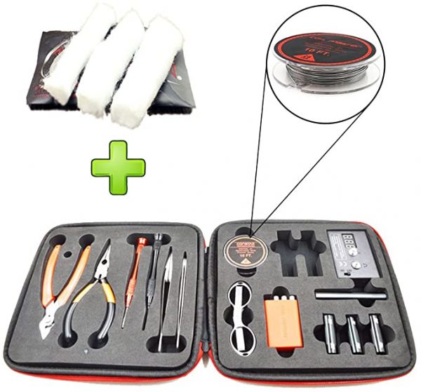 Jig Spule DIY Tools Kit, bauen Spule Kit Komplettpaket, Ohm Meter, Beißzange, Schere, Schraubendreher, Keramik / Ellenbogen Pinzette, A1 Heizdraht, kostenlose hochwertige Baumwolle, Enhanced Edition – Bild 7