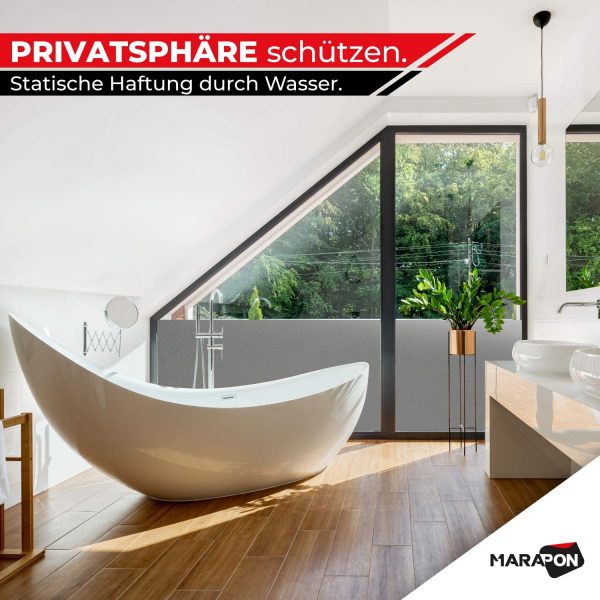 MARAPON ® Sichtschutzfolie Fenster in Anthrazit [45x200 cm] inkl. eBook mit Profitipps - Fensterfolie selbsthaftend Blickdicht mit statischer Haftung - Milchglasfolie – Bild 2