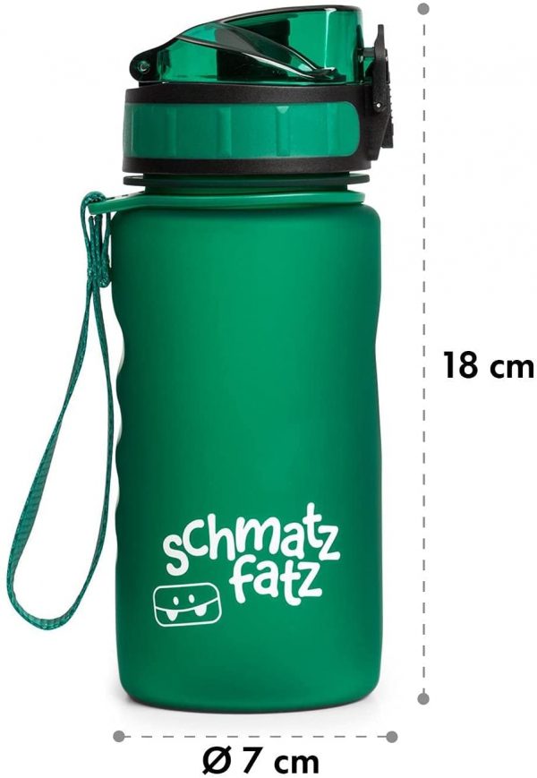 schmatzfatz trinkflasche kinder, 350ml, Grün, BPA frei, Fruchteinsatz, 1-Klick Verschluss, kinder trinkflasche, trinkflasche kinder auslaufsicher – Bild 6