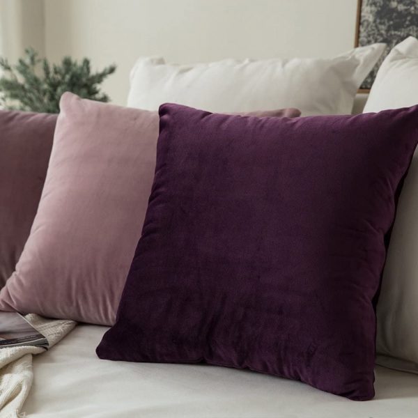 MIULEE Samt Kissenbezug Kissenhülle Kissenbezüge Sofakissen Dekorative Dekokissen Couchkissen Deko Bezug Überzug für Kinder Sofa Wohnzimmer Schlafzimmer 2er Set 30x30 cm Aubergine Lila – Bild 5