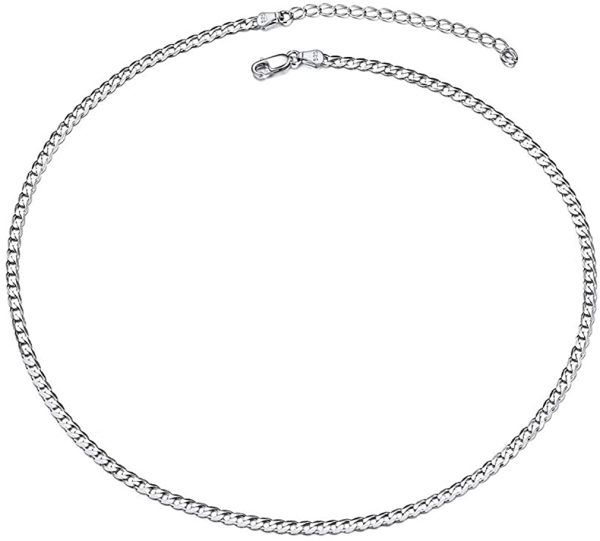 PROSILVER Herren personalisiert Halskette 925 Sterling Silber Panzerkette Minimalist Gliederkette Schmuck Name Gravur für Jungen Männer 2,8mm/5mm breit Kettelänge 46cm/51cm/55cm/61cm/66cm/71cm