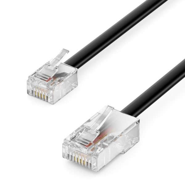 deleyCON 0,5m Telefonkabel RJ11 auf RJ45 Modularkabel Flachkabel RJ11 Stecker zu RJ45 Netzwerk Stecker Telefondose Modem Router Fax ISDN DSL VDSL Internet Schwarz – Bild 3