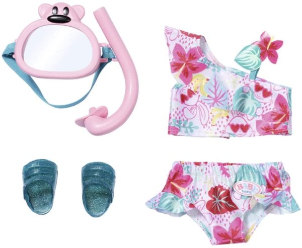 Zapf Creation 827956 BABY born  43 cm - neu mit magischem Schnuller und 10 lebensechten Funktionen & ion 829240 BABY born Holiday Deluxe Bikini Set Puppenkleidung 43 cm, rosa/bunt – Bild 2