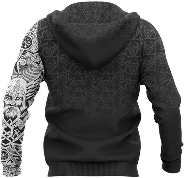 YCYR Viking Thors Hammer Sweatshirt, Nordische Mythologie Wolf Streetwear Casual Hoody Hoodie, 3D Allover Bedrucktes Unisex Langarm Pullover Sweatshirt