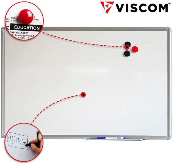 VISCOM Whiteboard magnetisch - 45 x 60 cm - Magnettafel in 11 Größen - Magnetwand kratzfest & beschreibbar - mit Aluminium-Rahmen - für Hoch- und Querformat