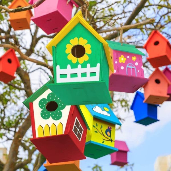 xinxintai basteln Bauen Kinder vogelhaus bausatz DIY Bird House Kit - Bauen und malen Sie Birdhouse Wooden Arts – Bild 2