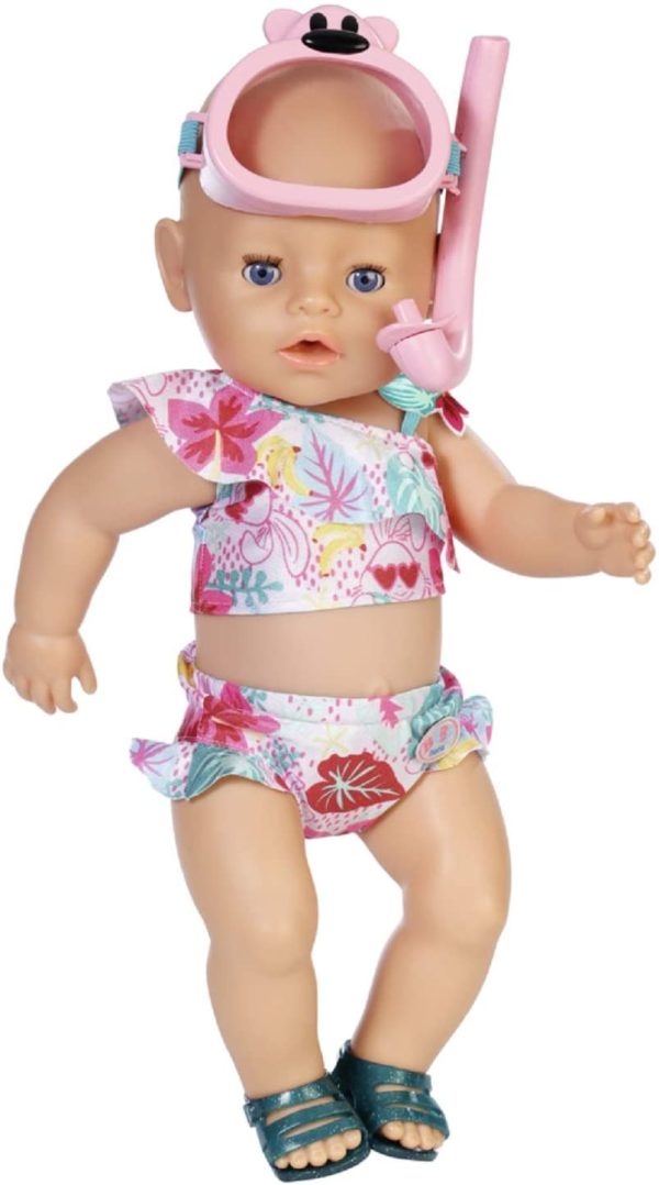 Zapf Creation 827956 BABY born  43 cm - neu mit magischem Schnuller und 10 lebensechten Funktionen & ion 829240 BABY born Holiday Deluxe Bikini Set Puppenkleidung 43 cm, rosa/bunt – Bild 5