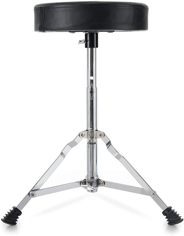 XDrum Schlagzeughocker Semi - Höhenverstellbarer Drum Hocker, verstellbar von 50-62 cm - Drei stabile Standbeine mit Gummifüßen, zusammenklappbar - Extra dicke 4 cm Polsterung für bequemen Sitz – Bild 4