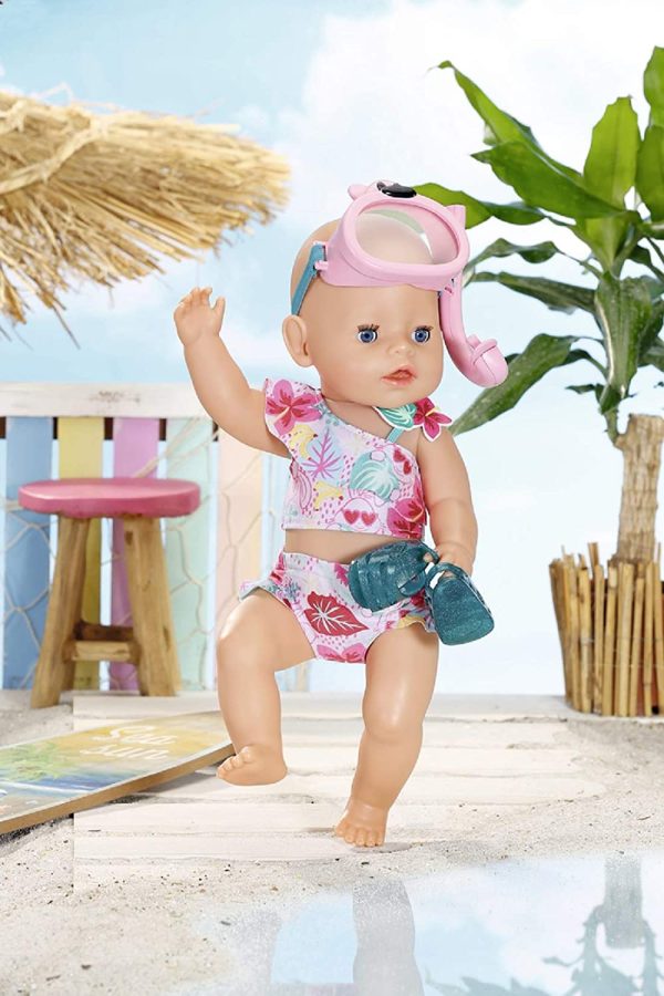 Zapf Creation 827956 BABY born  43 cm - neu mit magischem Schnuller und 10 lebensechten Funktionen & ion 829240 BABY born Holiday Deluxe Bikini Set Puppenkleidung 43 cm, rosa/bunt – Bild 6