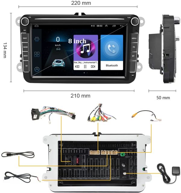 [2G+32G] Android Autoradio GPS für VW Touran Seat-8" Kapazitiver Touchscreen Bluetooth Autoradio WiFi FM-Radioempfänger USB für Golf Polo Tiguan Altea – Bild 9