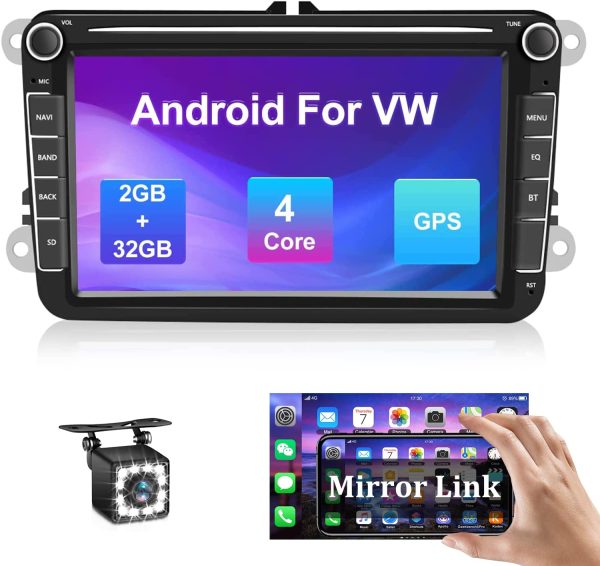 [2G+32G] Android Autoradio GPS für VW Touran Seat-8" Kapazitiver Touchscreen Bluetooth Autoradio WiFi FM-Radioempfänger USB für Golf Polo Tiguan Altea