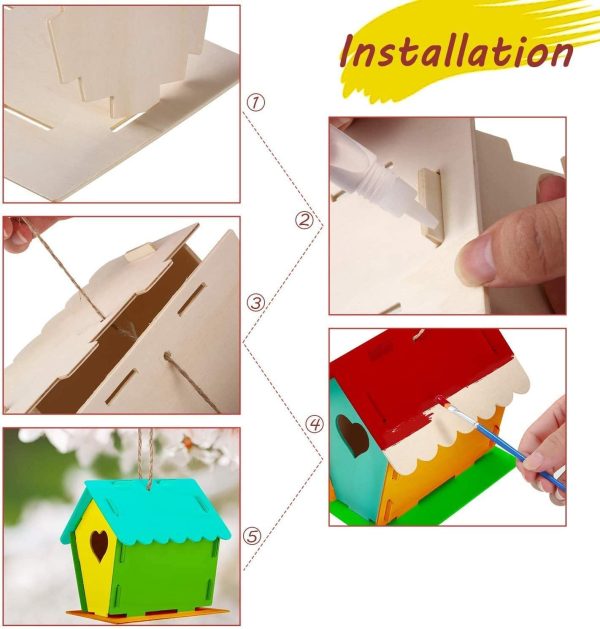 xinxintai basteln Bauen Kinder vogelhaus bausatz DIY Bird House Kit - Bauen und malen Sie Birdhouse Wooden Arts – Bild 6