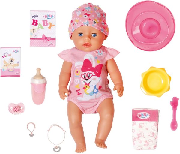 Zapf Creation 827956 BABY born  43 cm - neu mit magischem Schnuller und 10 lebensechten Funktionen & ion 829240 BABY born Holiday Deluxe Bikini Set Puppenkleidung 43 cm, rosa/bunt – Bild 4