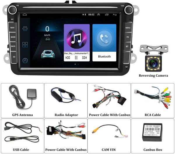 [2G+32G] Android Autoradio GPS für VW Touran Seat-8" Kapazitiver Touchscreen Bluetooth Autoradio WiFi FM-Radioempfänger USB für Golf Polo Tiguan Altea – Bild 2