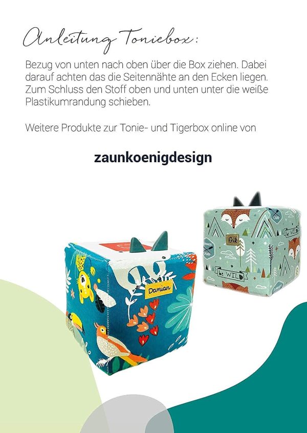 Toniebox Bezug, Schutzhülle - Fuchs mint, be wild - Zaunkoenigdesign – Bild 2