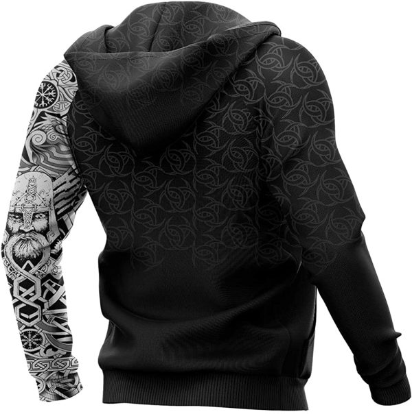 YCYR Viking Thors Hammer Sweatshirt, Nordische Mythologie Wolf Streetwear Casual Hoody Hoodie, 3D Allover Bedrucktes Unisex Langarm Pullover Sweatshirt – Bild 2