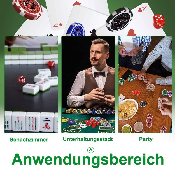 UISEBRT Pokerkoffer Set 500 Chips - Pokerset Laser inkl. 2X Pokerdecks, 5X Würfel, 3X Dealer Button (500 Chips, Schwarz Aluminium-Gehäuse) – Bild 2