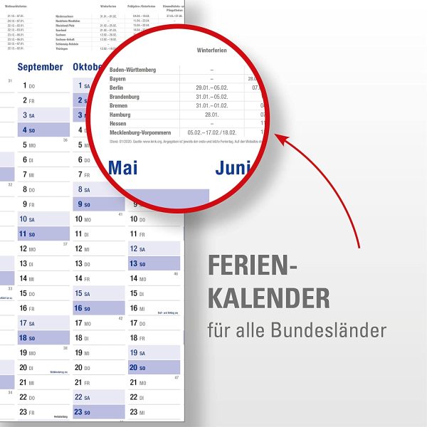 Yohmoe® XXL Jahresplaner 2022 Wandkalender (100 x 70 cm) GEFALZT in Poster Größe. Querformat, gefaltet - Wandplaner, Jahreskalender, Plakatkalender. – Bild 3