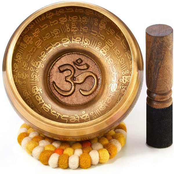 XXL Klangschale 800g - 16cm. Große Tibetische Klangschalen Set mit Klöppel und Klangschalenkissen in Loktapapier Geschenk-Box. Singing Bowl aus Tibet – Bild 4