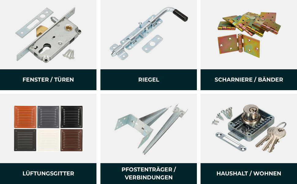 Kotarbau fenster türen riegel scharniere bänder lüftungsgitter pfostenträger verbindungen haushalt