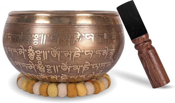 XXL Klangschale 800g - 16cm. Große Tibetische Klangschalen Set mit Klöppel und Klangschalenkissen in Loktapapier Geschenk-Box. Singing Bowl aus Tibet – Bild 7