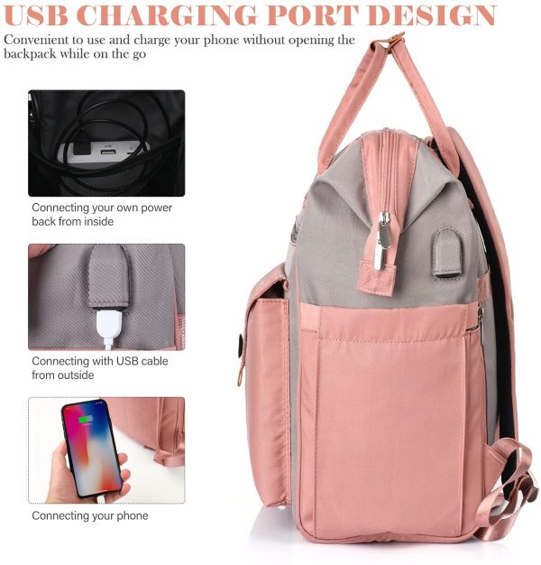 RJEU Rucksack Damen Arbeit Rucksack Schulrucksack mit USB-Ladeanschluss, Anti Diebstahl Rucksack für Uni Freizeit Job, Wasserdichter Rucksack Geschenke für Frauen, Mädchen