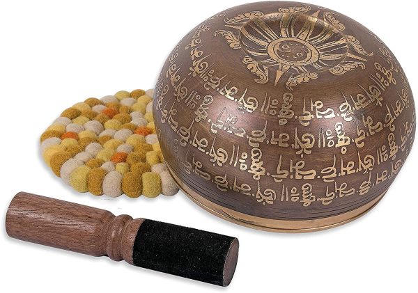 XXL Klangschale 800g - 16cm. Große Tibetische Klangschalen Set mit Klöppel und Klangschalenkissen in Loktapapier Geschenk-Box. Singing Bowl aus Tibet – Bild 2