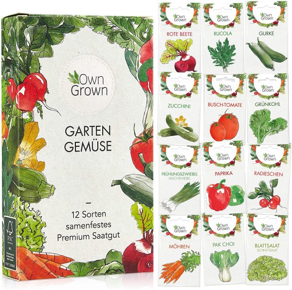 OwnGrown Gemüse Samen Set, 12 Sorten Premium Gemüse Saatgut, Gemüse anbauen im Garten oder Hochbeet, Gemüsesamen Sortiment im praktischen 12er Gemüseset – Bild 4