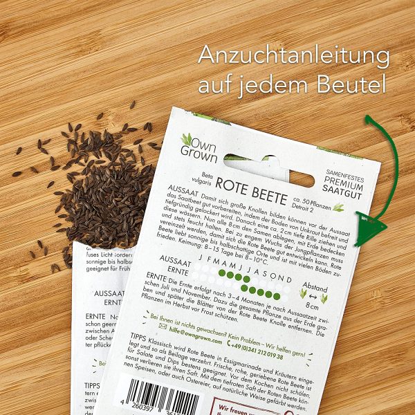 OwnGrown Gemüse Samen Set, 12 Sorten Premium Gemüse Saatgut, Gemüse anbauen im Garten oder Hochbeet, Gemüsesamen Sortiment im praktischen 12er Gemüseset – Bild 2