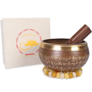 Tibetanische Klangschale aus Nepal, Tibetan Singing Bowl OM for Meditation