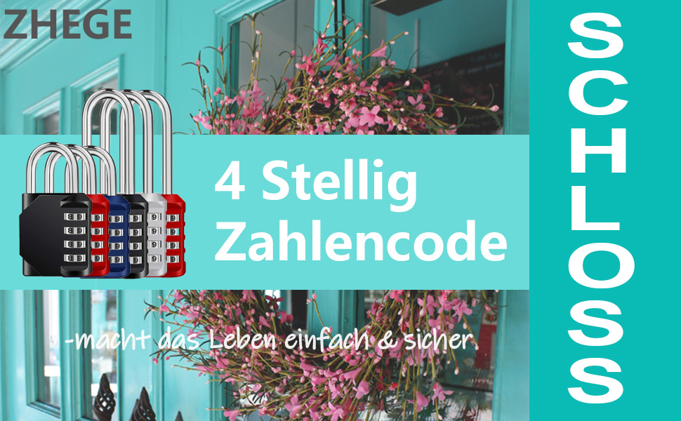 Schloss 4-stellige Vorh??Nngeschloss Zahlenschloss Spind Schl??sser Vorh??Nngeschl??sser Zahlencode Zahlen