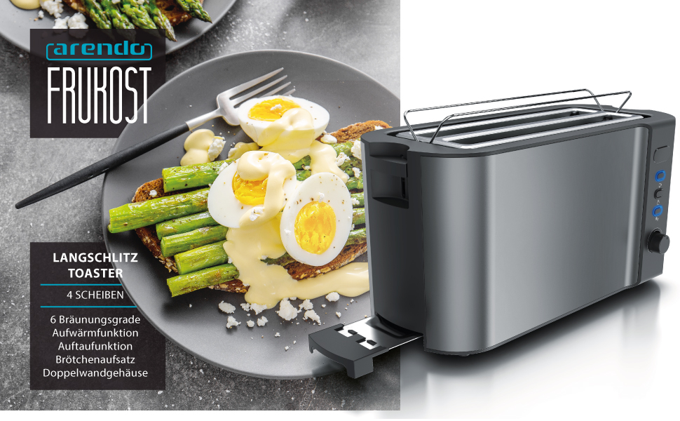 Arendo Toaster Frukost Langschlitz Display