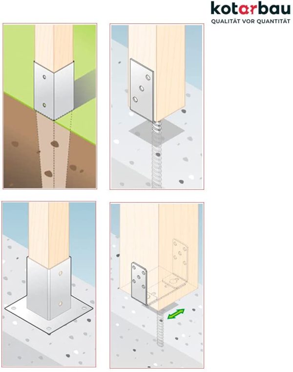 ® Pfostenträger 0 ??160 mm Verstellbar Feuerverzinkt Einschlaghülse Pfostenträger Bodenhülse Einschlagbodenhülse Pfosten Anker Stahl Silber – Bild 7