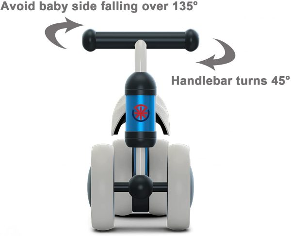 YGJT Kinder Laufrad ab 1 Jahr | Fahrrad Spielzeug für 10 - 24 Monate Junglen und Mädchen | Rutschrad Baby Geschenk für Ersten Geburtstag Neu Jahr (Blau) – Bild 5