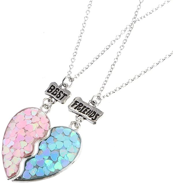 MJARTORIA Damen Mädchen Jungen Halskette Silber Farbe Essen Regenbogen Schmetterling Eule Schmuck Anhänger mit Gravur Freundschaftsketten 2 Stück – Bild 6