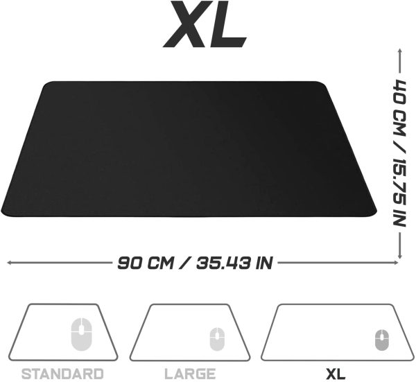 XXL Gaming Mauspad groß - 900 x 400 mm - Fransenfreie Ränder - rutschfest - XXL Mousepad - Schreibtischunterlage - spezielle Oberfläche verbessert Geschwindigkeit - MAXLVL - schwarz – Bild 7