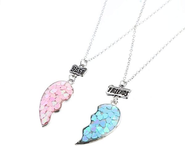 MJARTORIA Damen Mädchen Jungen Halskette Silber Farbe Essen Regenbogen Schmetterling Eule Schmuck Anhänger mit Gravur Freundschaftsketten 2 Stück – Bild 4