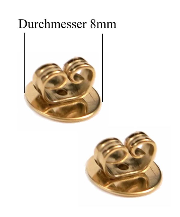 XXL Verschluss für Ohrstecker Gold Silber 925 | 8mm Ohrmutter für große Ohrringe und große Ohrlöcher | Ohrringheber | Rückstecker | Gegenstecker | Ohrstopper | Butterfly Verschlüsse – Bild 5