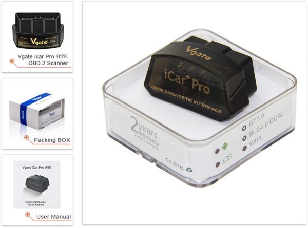 vgate iCar Pro OBD2 Bluetooth 4.0(BLE) Diagnosegerät Auto Automotive Motor Fehlercode-Lesegerät ELM 327 V 2.3 Für Android/IOS-System, kompatibel mit App Torque,OBD Car Doctor