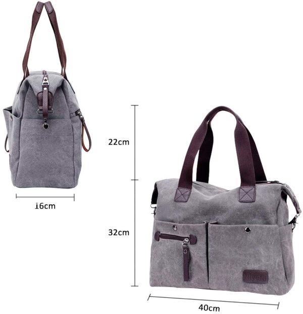 Nlyefa Damen Canvas Handtasche Umhängetasche große Damentasche Henkeltasche Canvas Tasche, EINWEG – Bild 3