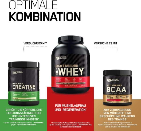 Optimum Nutrition ON Gold Standard Whey Protein Pulver, Eiweißpulver Muskelaufbau mit Glutamin und Aminosäuren, natürlich enthaltene BCAA, Banana Cream, 76 Portionen, 2,28kg – Bild 4