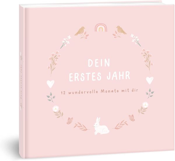 ® Babyalbum "Mein erstes Lebensjahr" Blumen | Baby Fotoalbum zum Selbstgestalten | Baby Geschenk für Mädchen und Junge | Babybuch zum Eintragen | Babytagebuch – Bild 2