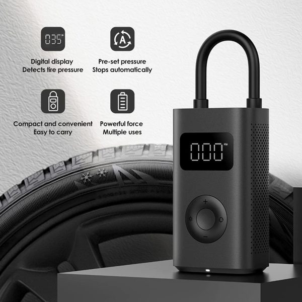 Xiaomi Mijia 1S Tragbare Luftpumpe, Mi Portabler, Xiaomi 150 PSI Inflator mit 2000 mAh Akku, Mini Tragbarer Luftkompressor mit LED Drucksensor für Auto, Fahrrad, Motorrad, Ball, E-Scooter etc. – Bild 4