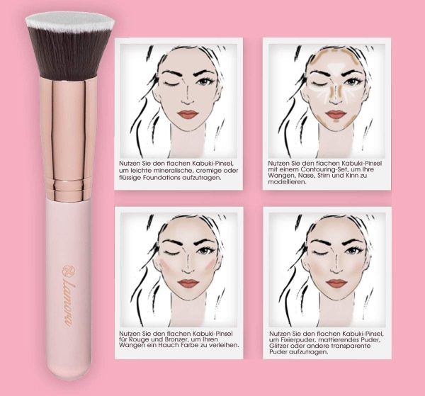 Make-Up Pinsel Kabuki Schminkpinsel Kosmetikpinsel - Foundation Pinsel - Ideal für Cremige, Pudrige oder Flüssige Foundation - Dichte Synthetische Premium Pinselhaare - Super Geschenkidee – Bild 7