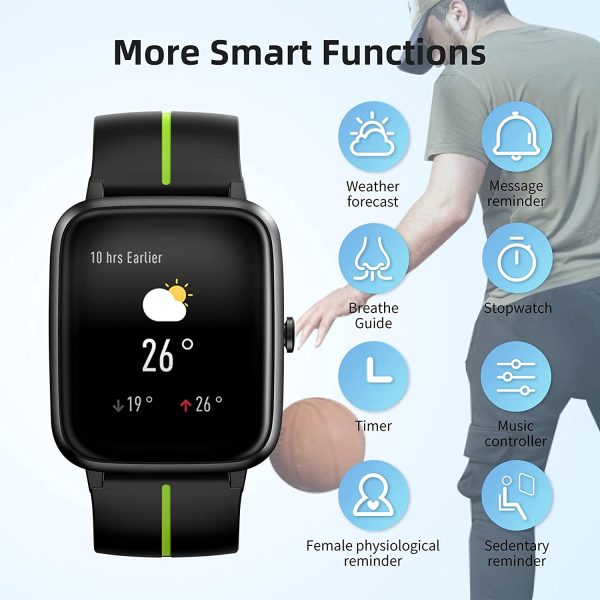 YONMIG Smartwatch, Fitness Armband Tracker Voller Touch Screen Uhr Wasserdicht IP68 Armbanduhr Watch mit Schrittz??Nhler Pulsmesser Stoppuhr Sportuhr Bluetooth f??r iOS Android Damen Herren – Bild 3