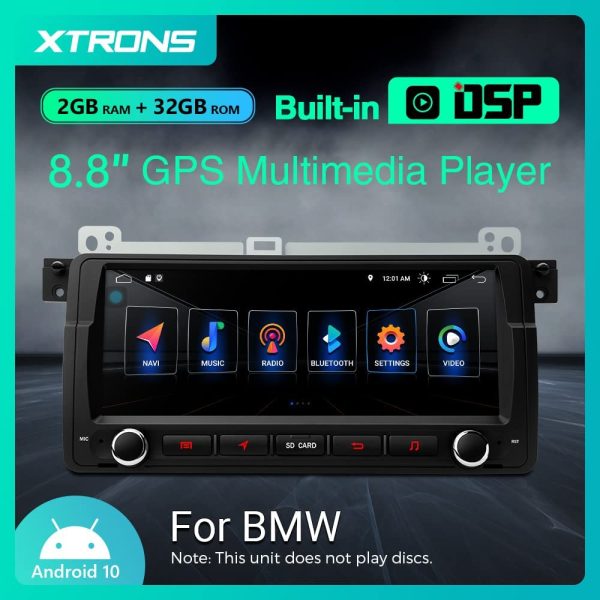 XTRONS 8.8 Zoll Android 10.0 Autoradio Quad Core 2+32 Auto Multimedia Player mit IPS-Touchscreen Eingebauter DSP GPS WI-FI Bluetooth 5.0 für BMW E46