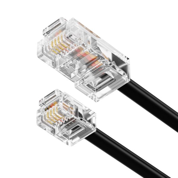 deleyCON 0,5m Telefonkabel RJ11 auf RJ45 Modularkabel Flachkabel RJ11 Stecker zu RJ45 Netzwerk Stecker Telefondose Modem Router Fax ISDN DSL VDSL Internet Schwarz – Bild 5