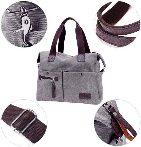 Nlyefa Damen Canvas Handtasche Umhängetasche große Damentasche Henkeltasche Canvas Tasche, EINWEG – Bild 5