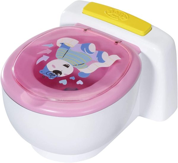 Zapf Creation 828373 BABY born Bath Toilette mit Geräuschfunktion und glitzerndem Häufchen zum wegspülen, Puppenzubehör 43 cm