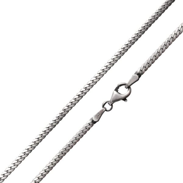 MATERIA 925 Silber Panzerkette Herren Damen - flache Kette 2mm in 40 45 50 55 60 70cm antik geschwärzt in Etui – Bild 4